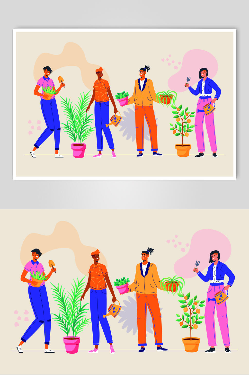 个性种植盆栽插画矢量素材素材