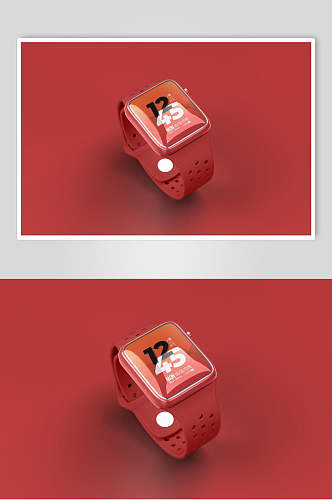 红色简约立体留白清新手表展示样机