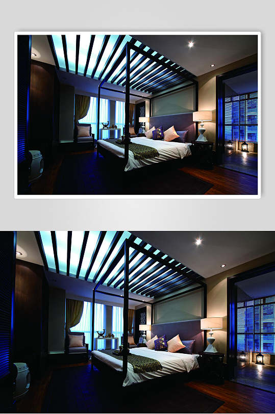 大气床灯抱枕东南亚风格样板房图片