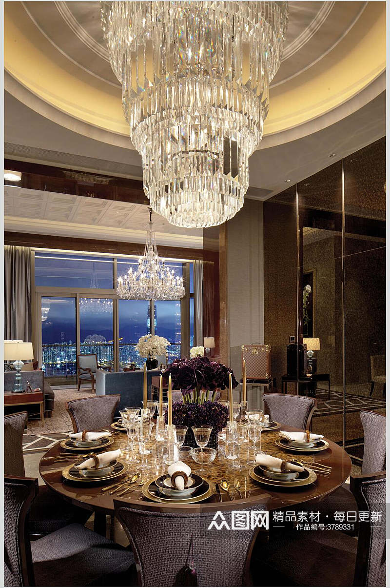 时尚现代简约风奢华餐桌现代室内设计图片素材