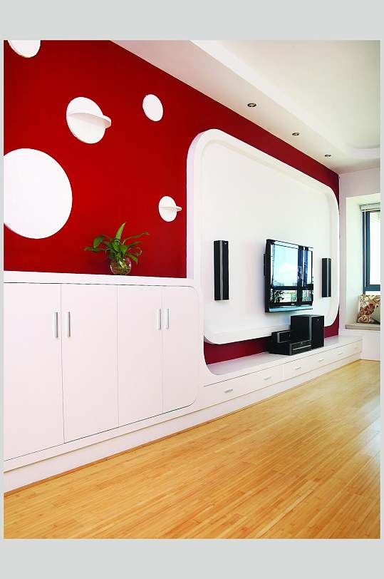时尚现代家装红白互补风背景墙图片