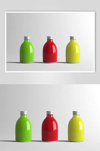 反光阴影正视图瓶子果汁包装样机