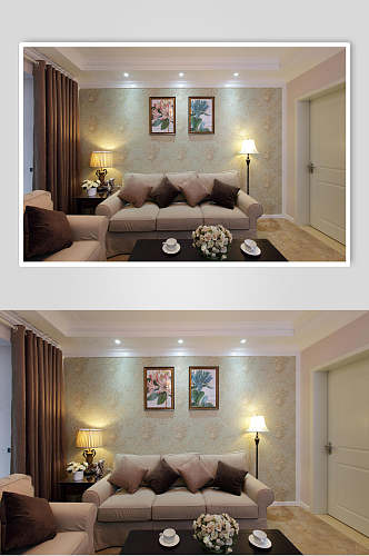 客厅沙发背景墙简欧田园美式家装图片