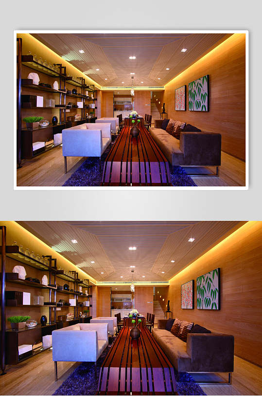 深色系会客厅东南亚风格样板房图片