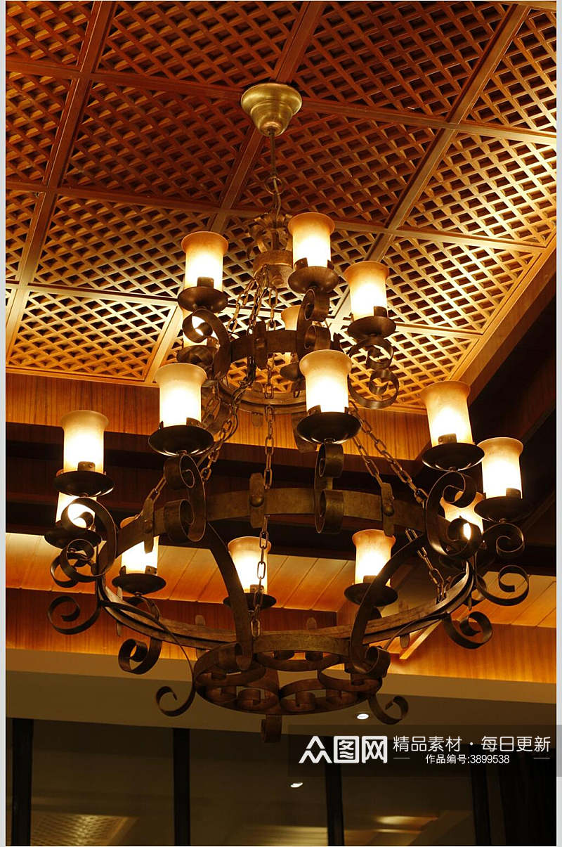 简约古典吊灯东南亚风格样板房图片素材