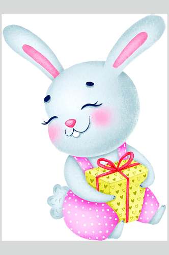 兔子礼物可爱卡通动物插画矢量素材