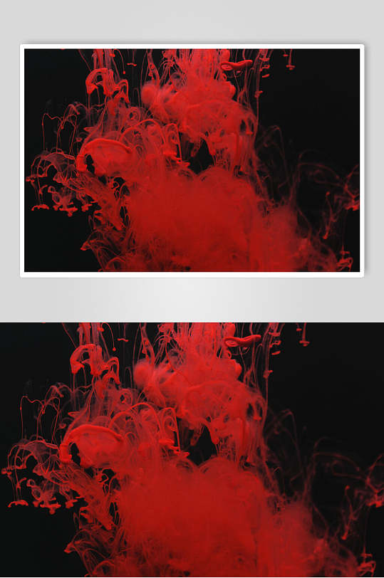 水池中的血红色动感炫彩烟雾图片