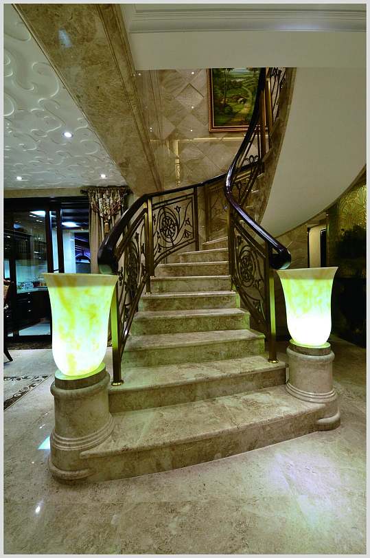 大理石楼梯法式别墅样板间图片立即下载复式跃层欧式大理石楼梯图片