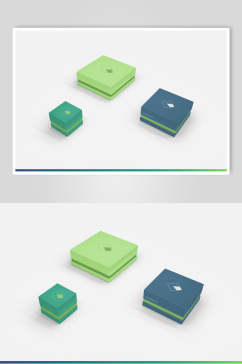 方形绿色高端大气清新包装盒样机