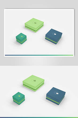 方形绿色高端大气清新包装盒样机