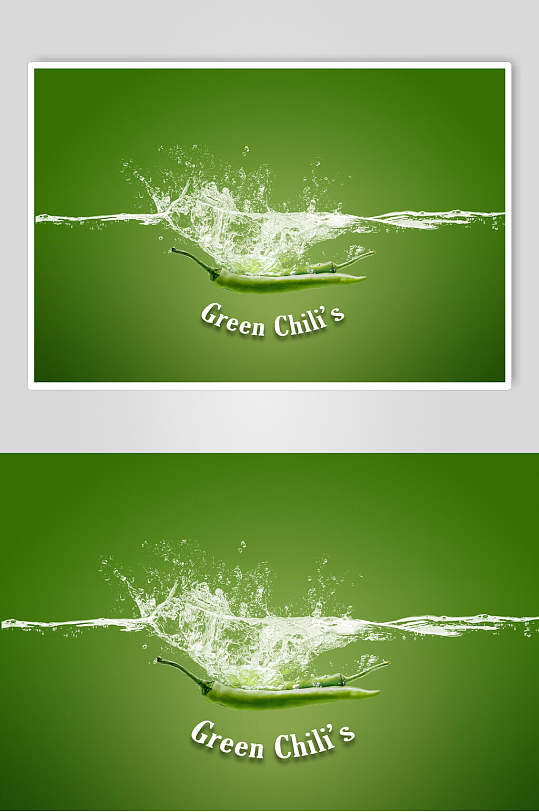 绿色辣椒新鲜水果海报设计素材
