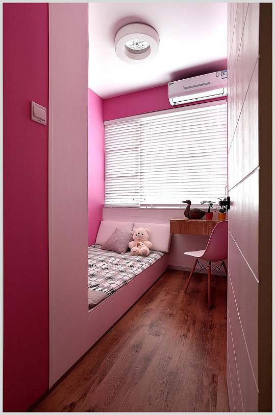 儿童卧室粉色系北欧风格室内图片