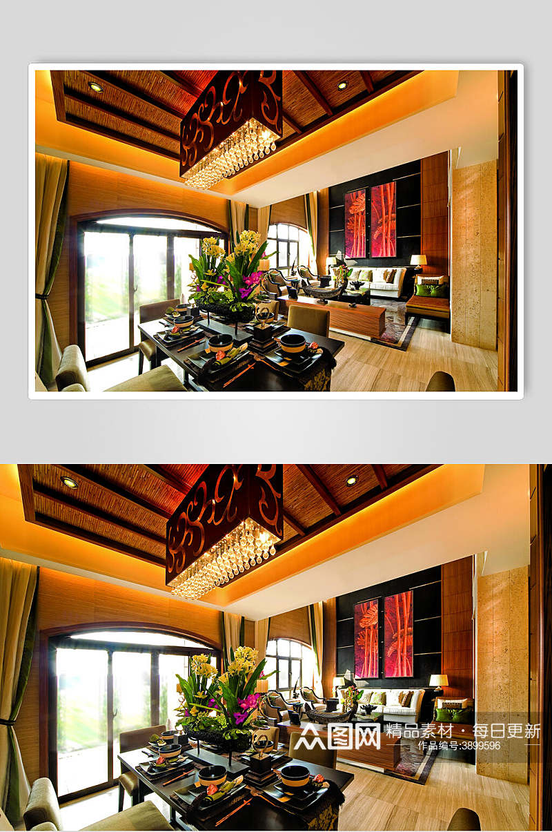 简约冠梁客厅东南亚风格样板房图片素材