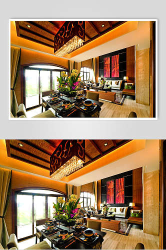简约冠梁客厅东南亚风格样板房图片