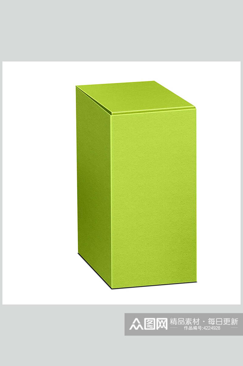 立体方块留白浅绿色包装盒样机素材