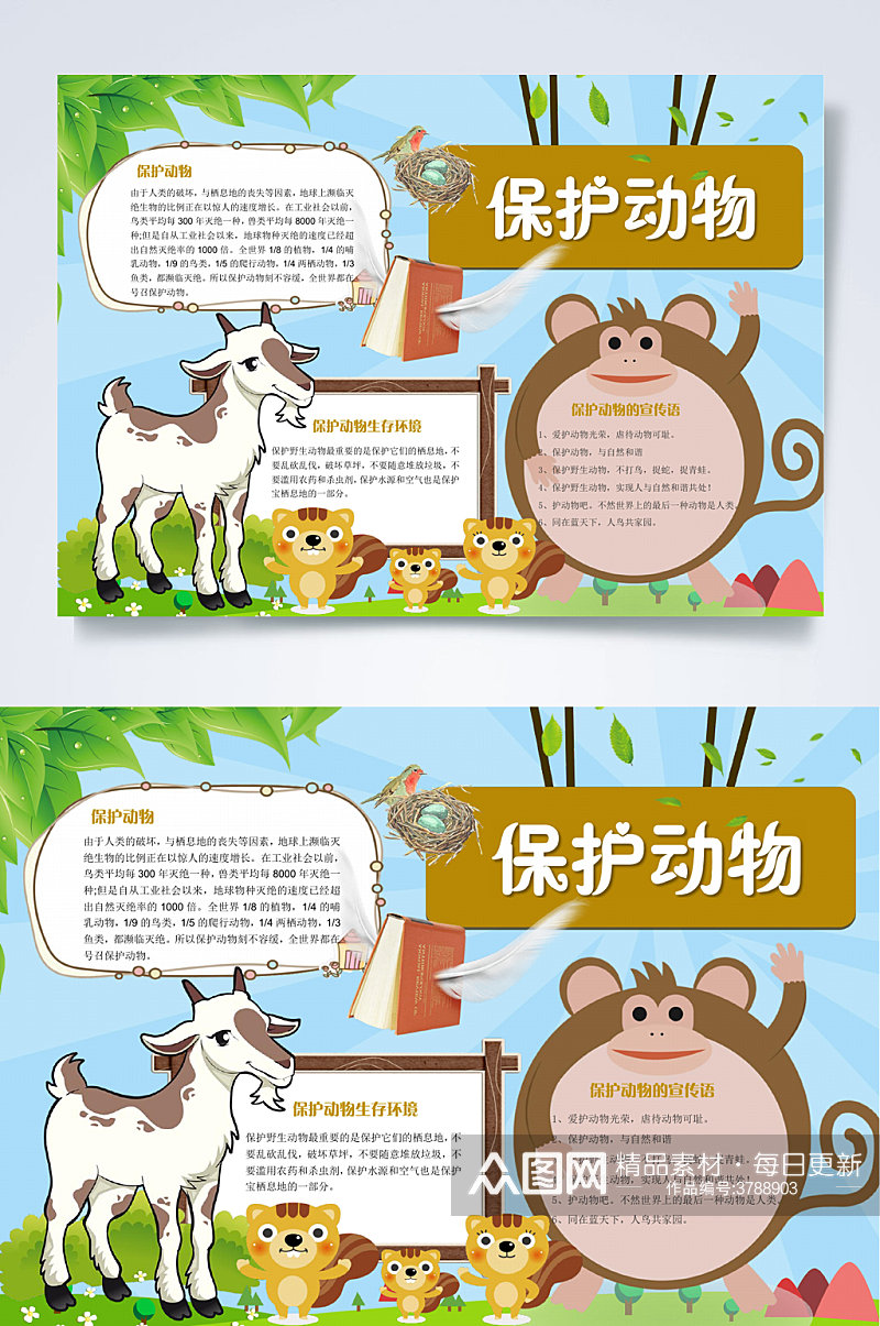 简洁保护动物爱护动物小报WORD素材