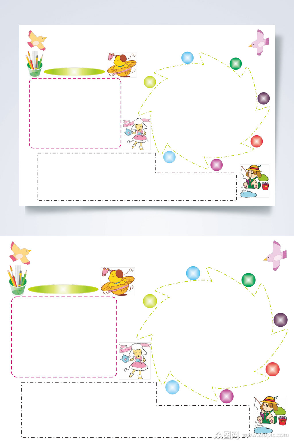 白色几何边框小报模板word模板下载-编号3776706-众图网