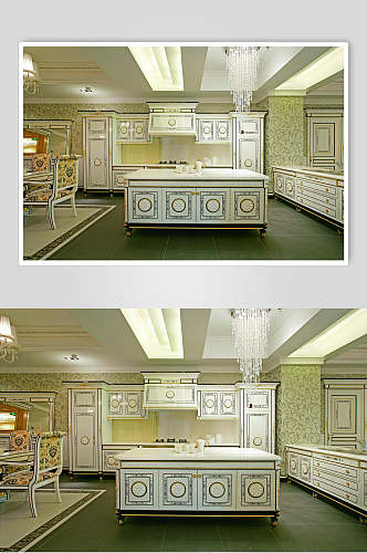 开放式厨房法式别墅样板间图片