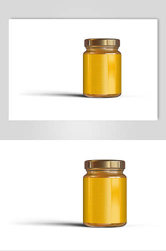 黄色立体留白玻璃蜂蜜罐头瓶样机