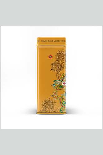 手绘铁盒方形茶叶罐食品密封罐包装样机