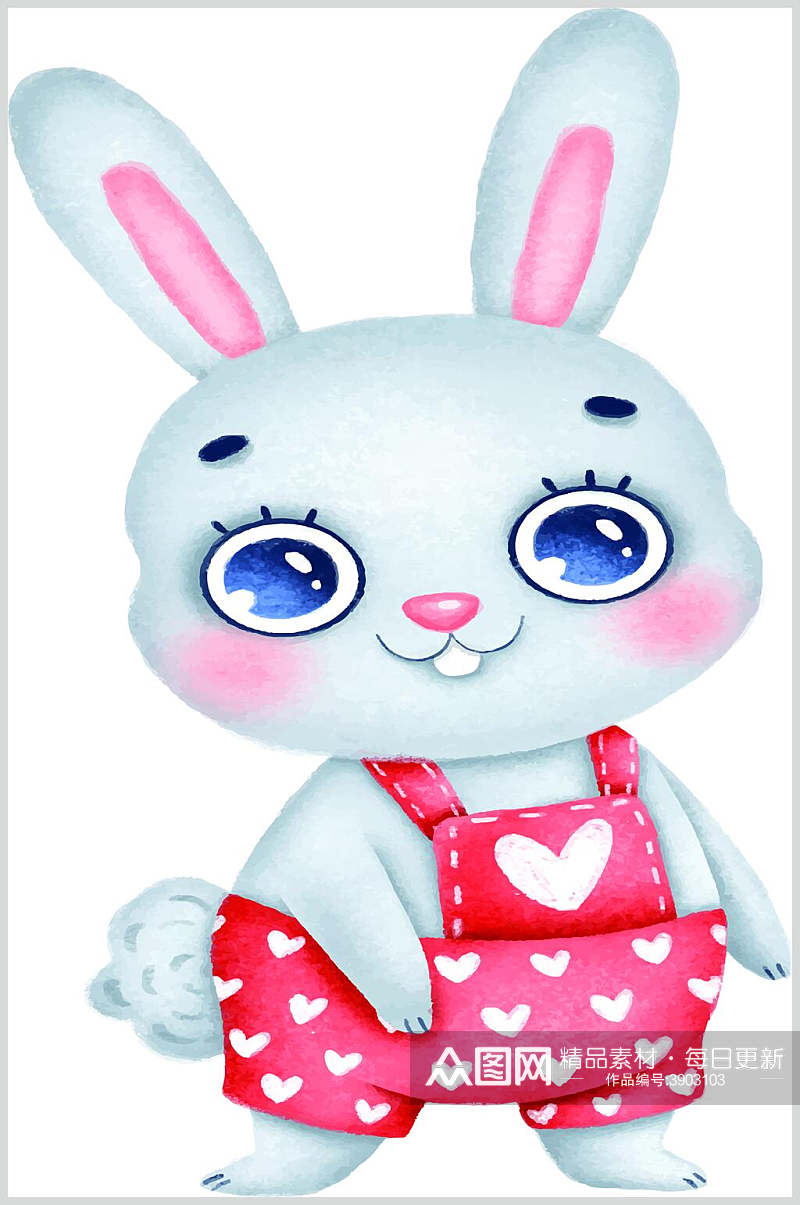 兔子可爱卡通动物插画矢量素材素材
