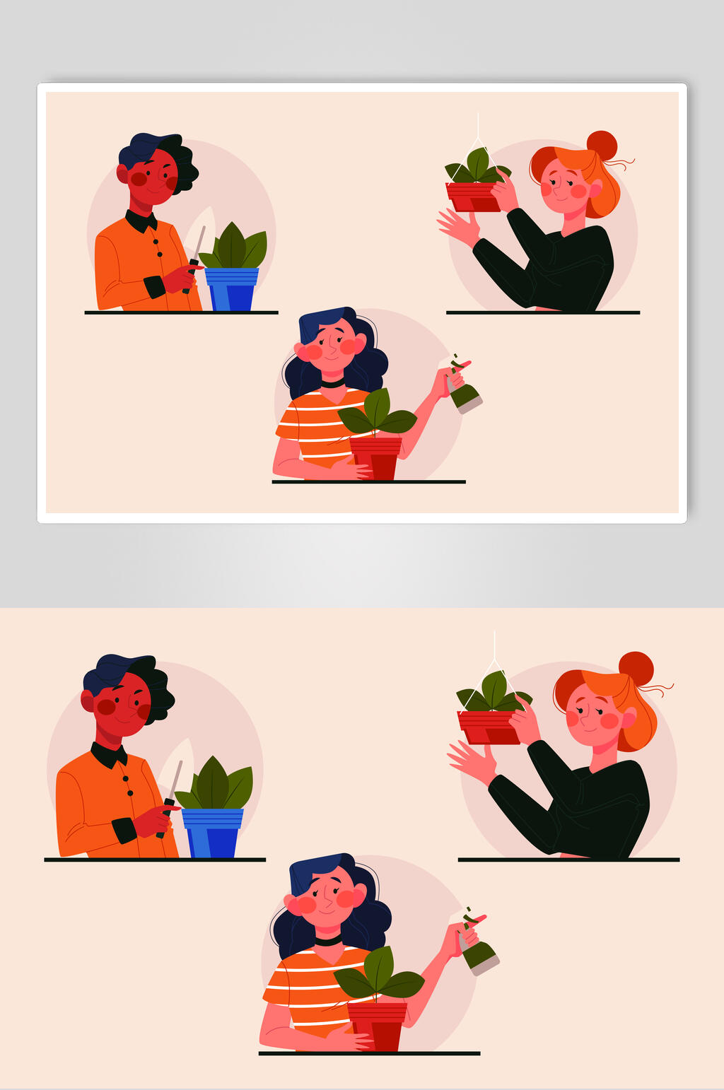 培养种植盆栽插画矢量素材素材