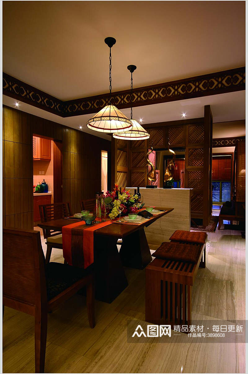 餐厅东南亚风格样板房图片素材