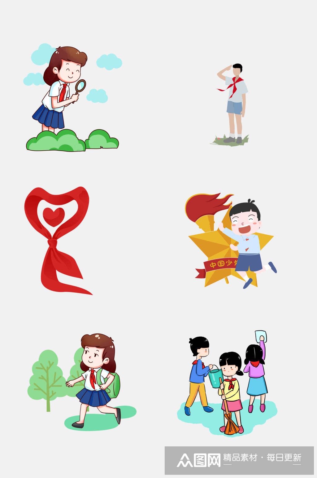 红领巾卡通人物免抠素材素材免费下载,本作品是由小梁上传的原创免抠