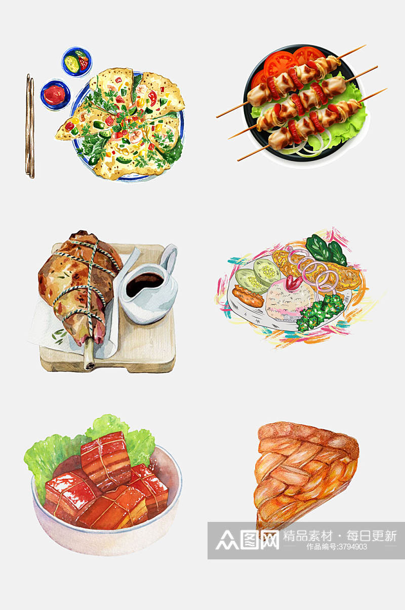 鲜香美味火锅串串美食插画免抠素材素材