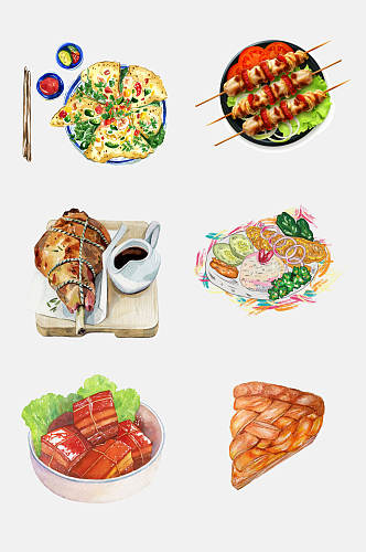 鲜香美味火锅串串美食插画免抠素材