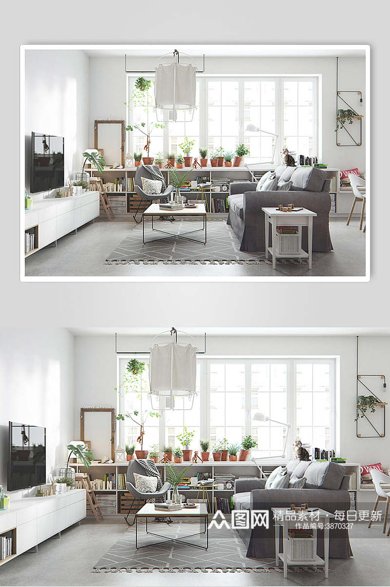 灰色沙发北欧风格室内图片素材