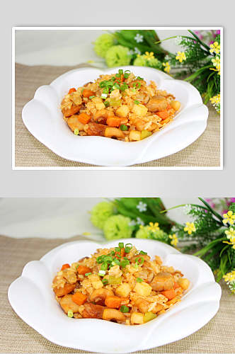 玉米火腿炒饭美食图片