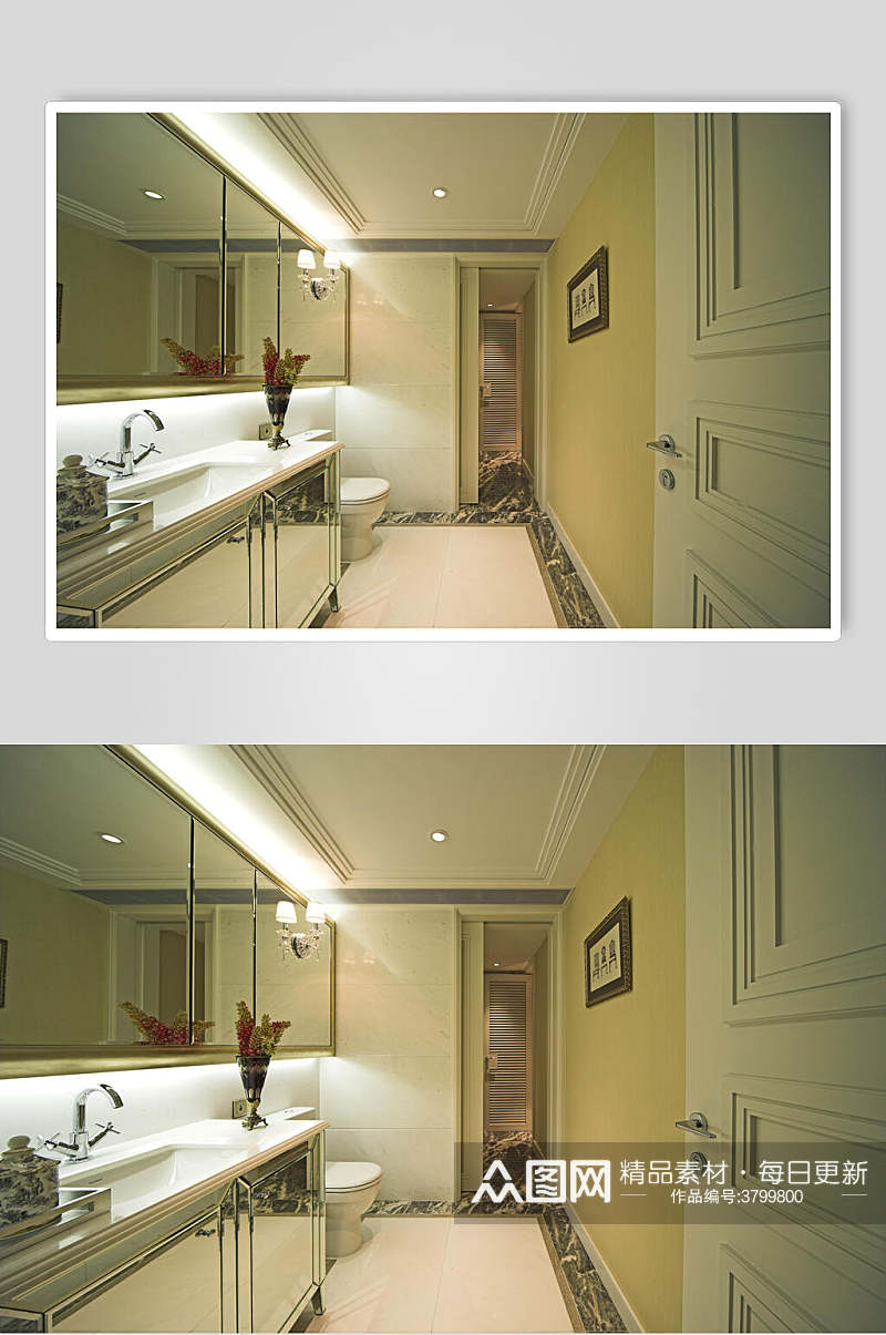 简约白色欧式洗手间别墅图片素材