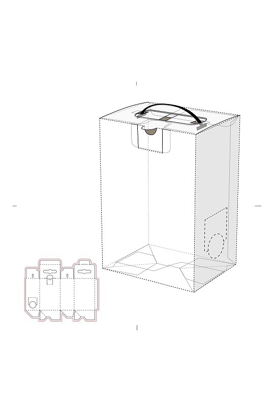 详细分解礼盒纸箱包装刀线盒展开图