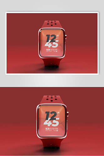 红色数字高端大气时尚手表展示样机
