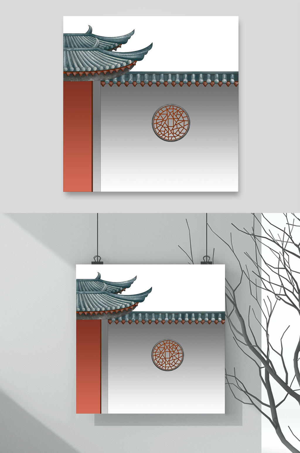 创意中式屋檐建筑素材素材