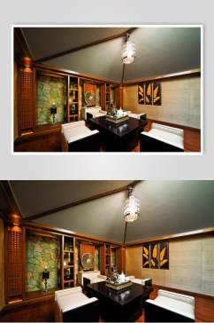 木质白色沙发东南亚风格样板房图片