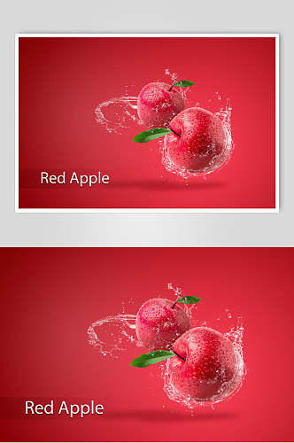 红润苹果新鲜水果海报设计素材