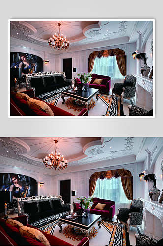 高端奢华客厅法式别墅样板间图片