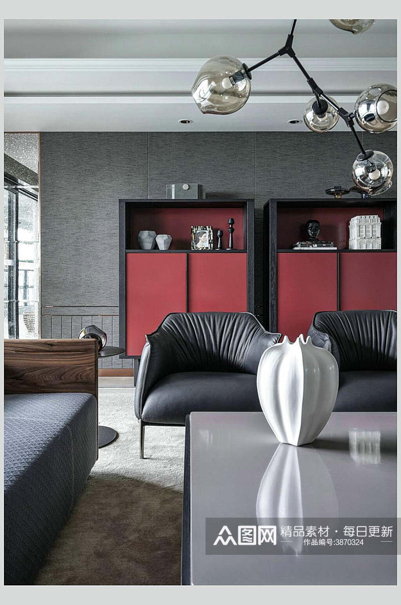 黑色沙发北欧风格室内图片素材