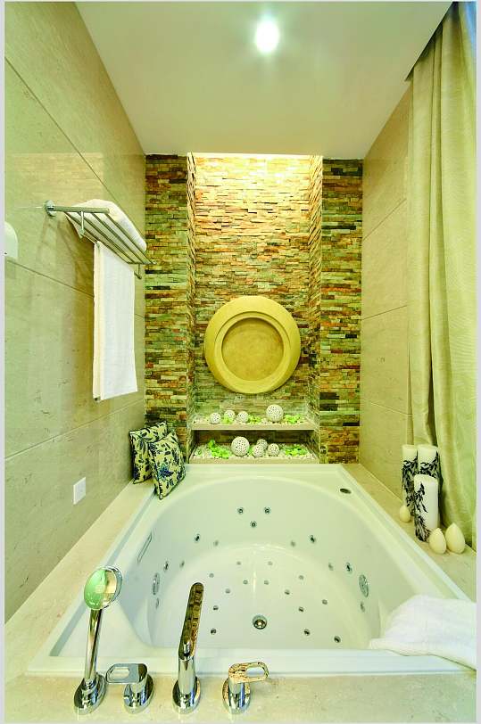 大气浴池毛巾东南亚风格样板房图片