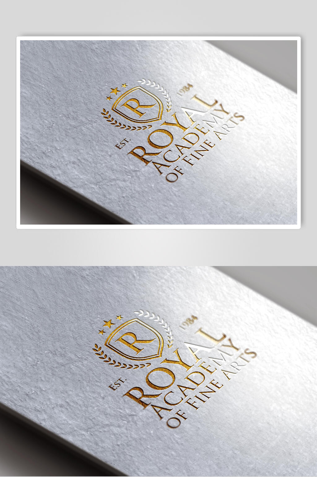 叶子形状黄烫金LOGO展示样机素材