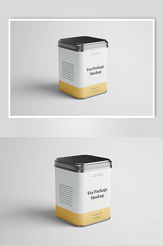 英文方形茶叶罐食品密封罐包装样机