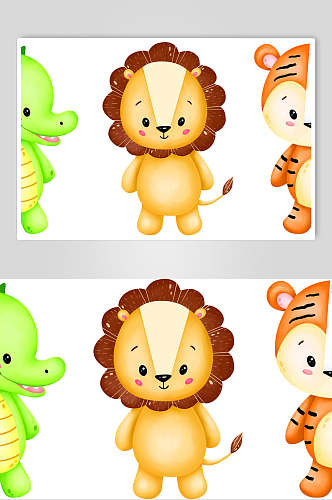 简约狮子可爱卡通动物插画矢量素材