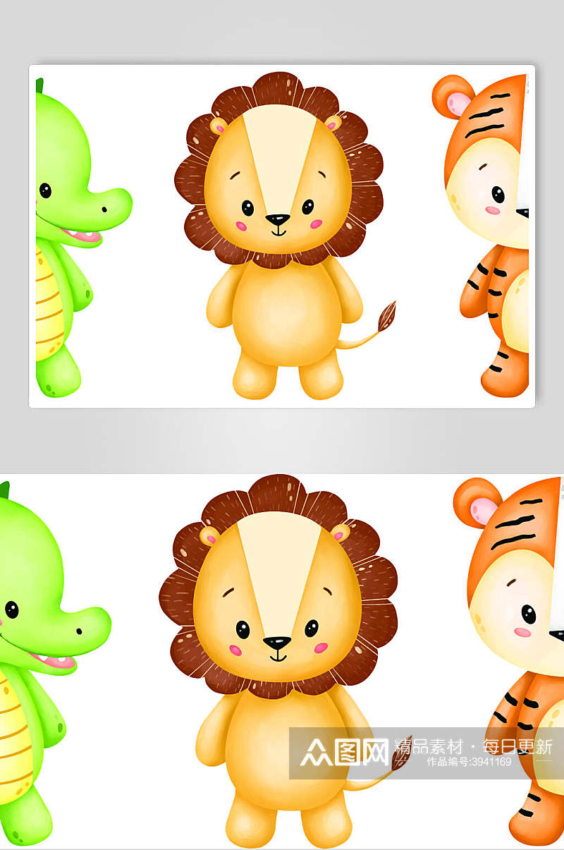 简约狮子可爱卡通动物插画矢量素材素材