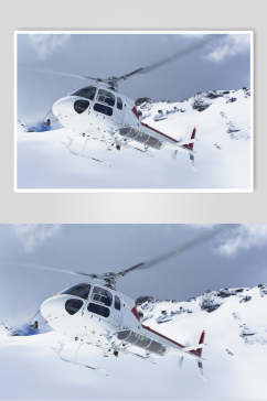 高级螺旋桨雪山背景轮子直升机图片