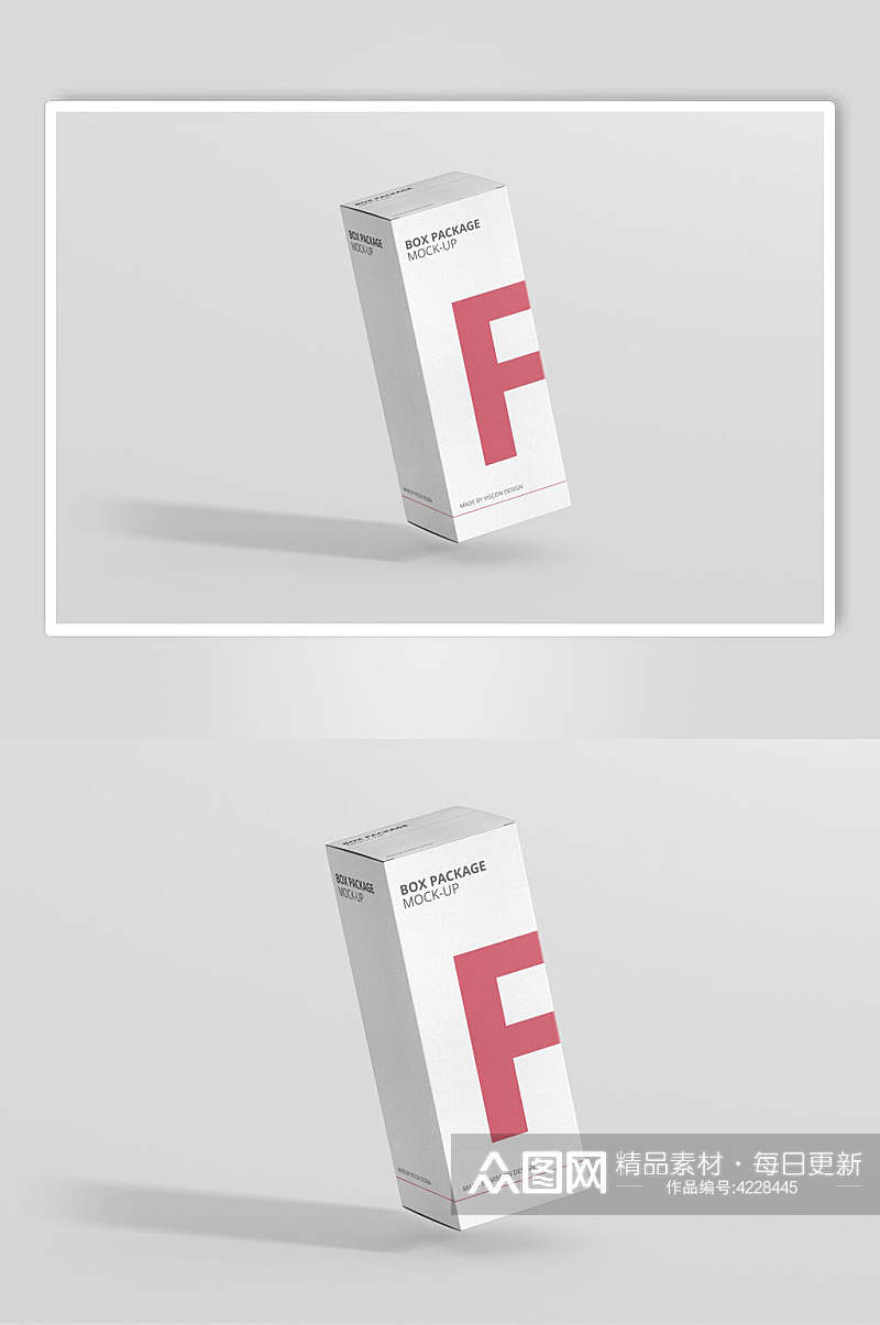 立体留白方形红品牌包装盒设计样机素材