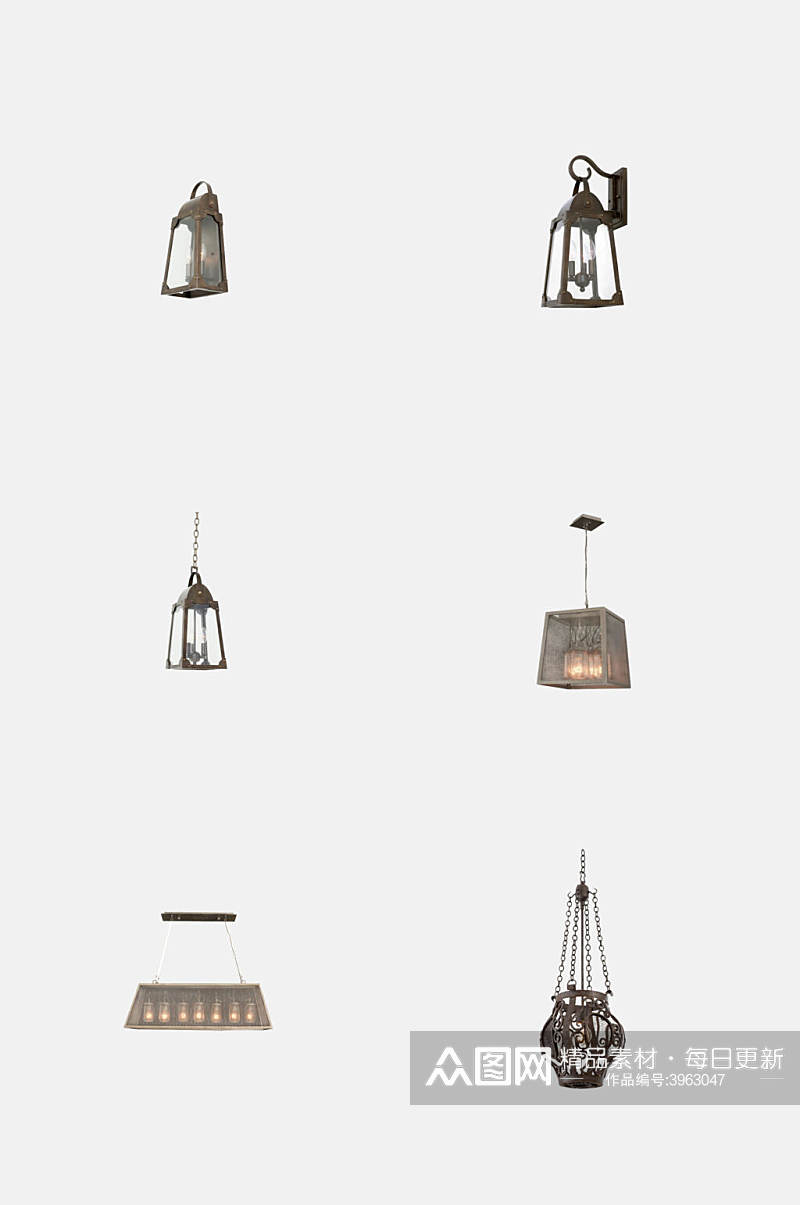 创意美式灯具免抠素材素材