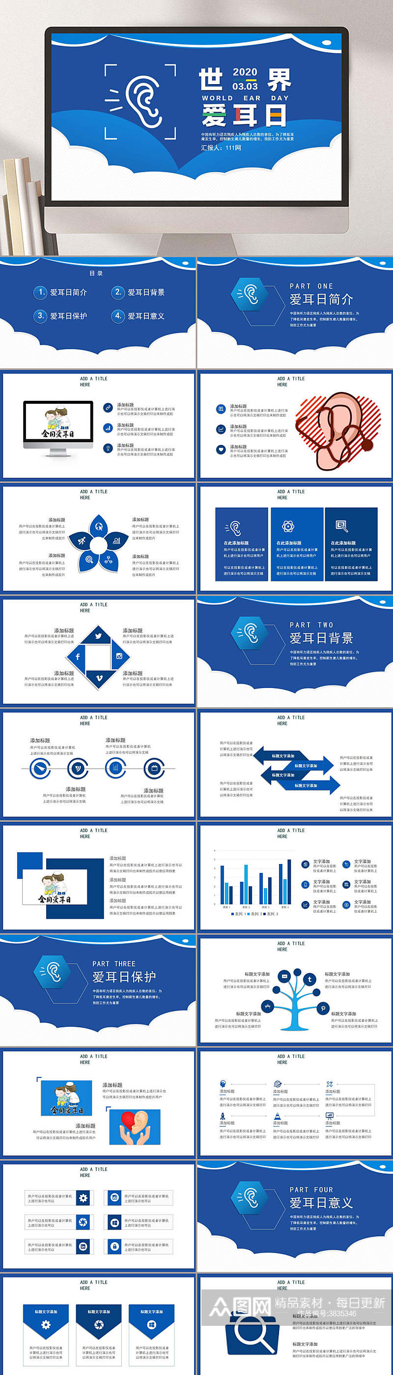 全国世界爱耳日PPT素材