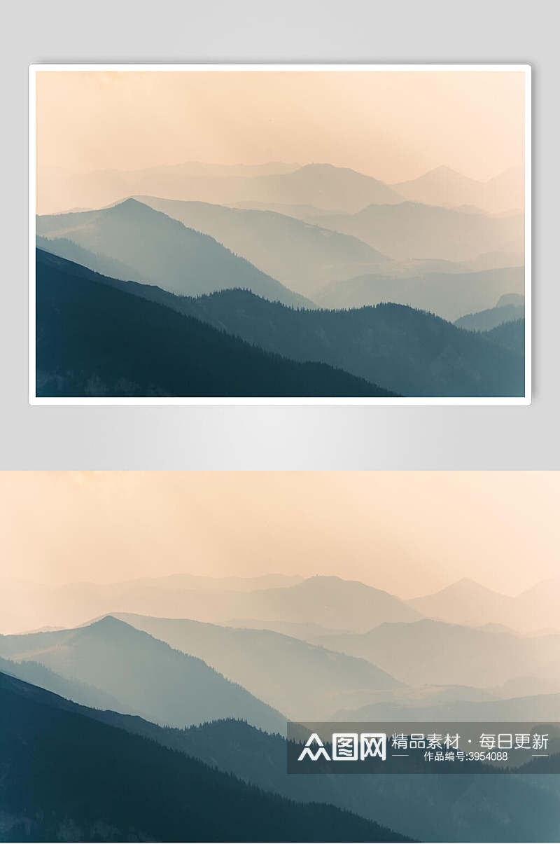 山间优雅静谧意境大气薄雾森林图片素材
